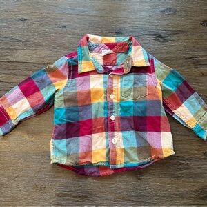3/20$ GAP Baby Multicolor Plaid Button Down Shirt size 6-12 months